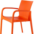 Set of Two Orange Heavy Duty Plastic Outdoor Stacking Dining Chairs