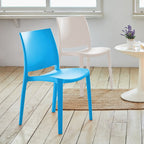 Set of Four Blue Heavy Duty Plastic Outdoor Stacking Dining Chairs