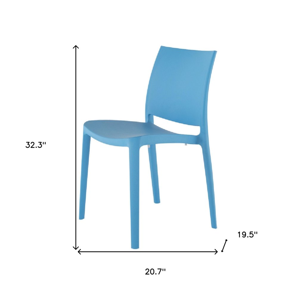 Set of Four Blue Heavy Duty Plastic Outdoor Stacking Dining Chairs
