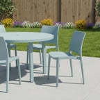 Set of Four Baby Blue Heavy Duty Plastic Outdoor Stacking Dining Chairs