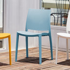 Set of Four Baby Blue Heavy Duty Plastic Outdoor Stacking Dining Chairs