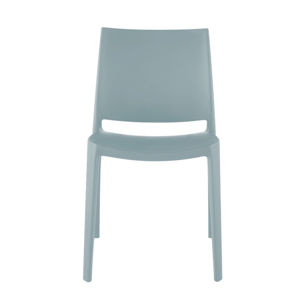 Set of Four Baby Blue Heavy Duty Plastic Outdoor Stacking Dining Chairs