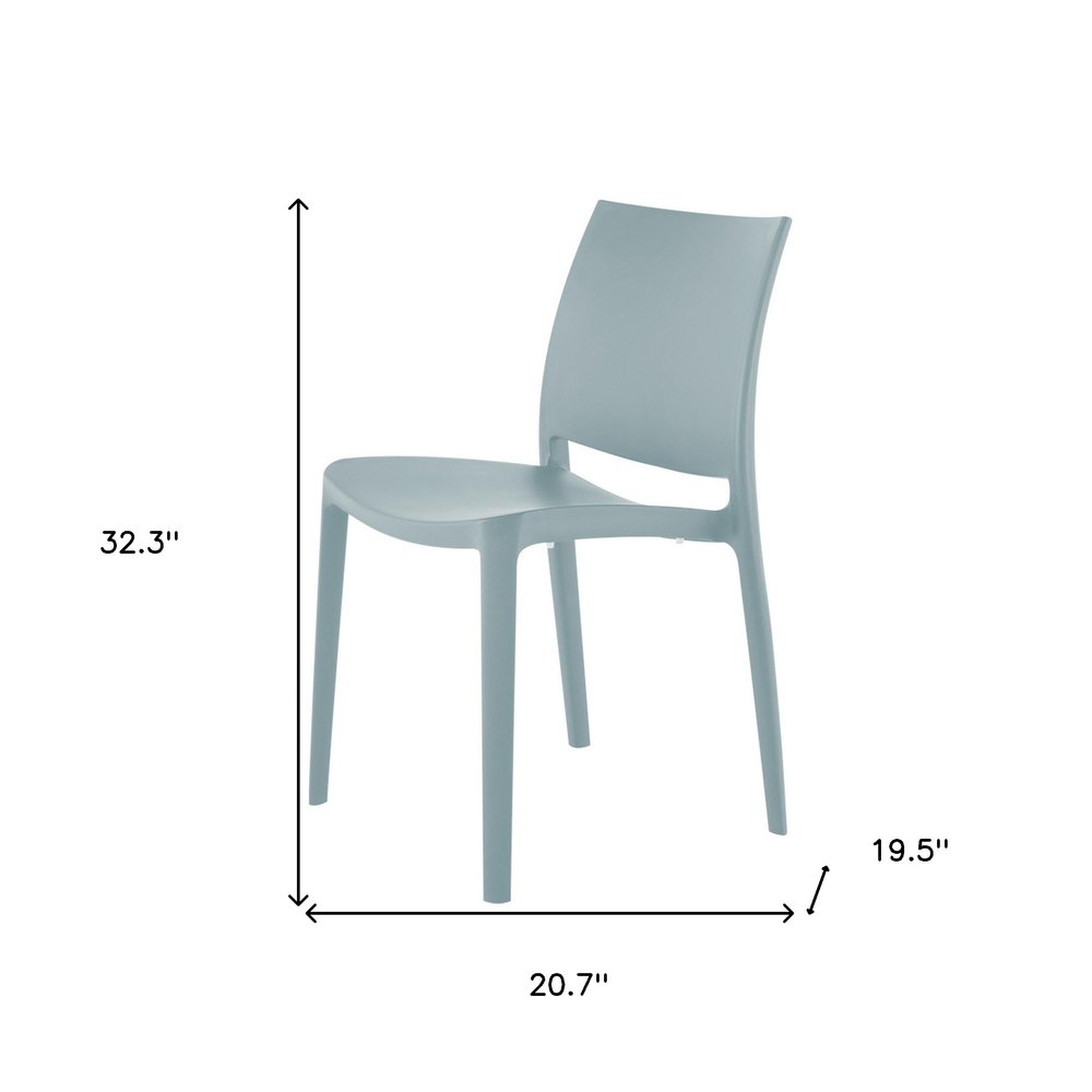 Set of Four Baby Blue Heavy Duty Plastic Outdoor Stacking Dining Chairs