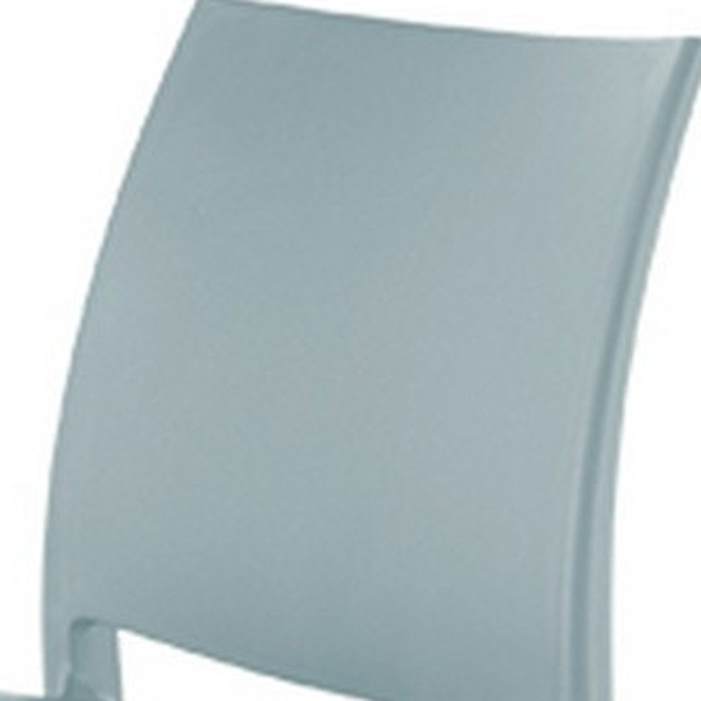 Set of Four Baby Blue Heavy Duty Plastic Outdoor Stacking Dining Chairs