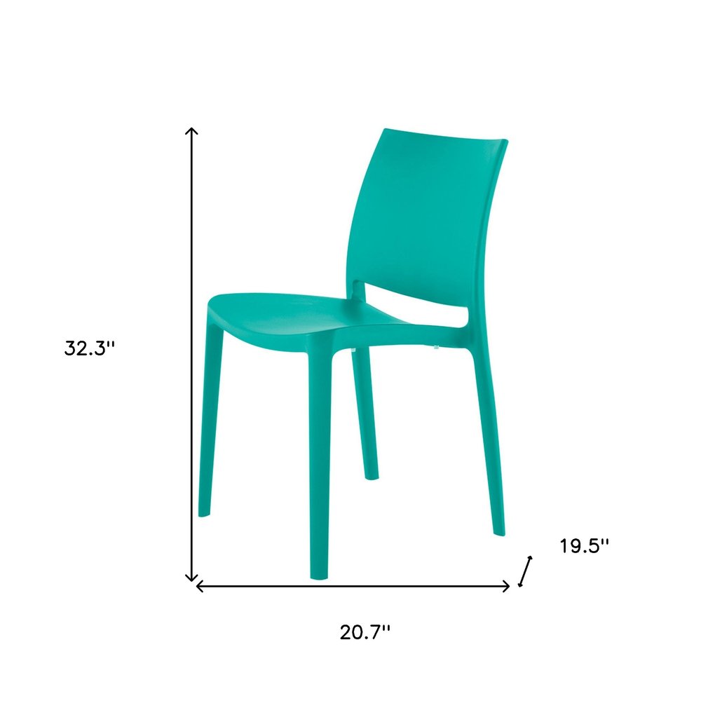 Set of Four Turquoise Heavy Duty Plastic Outdoor Stacking Dining Chairs
