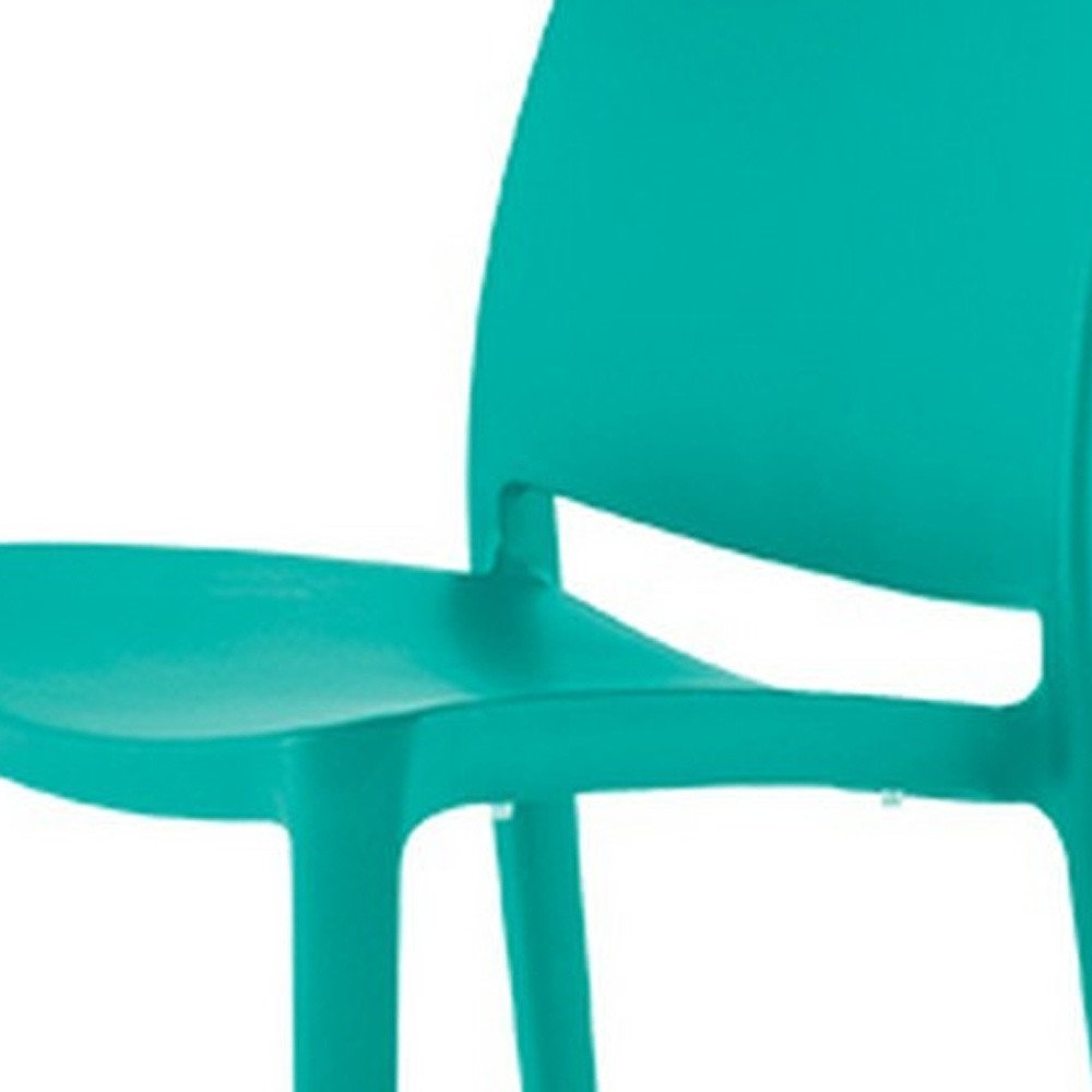 Set of Four Turquoise Heavy Duty Plastic Outdoor Stacking Dining Chairs