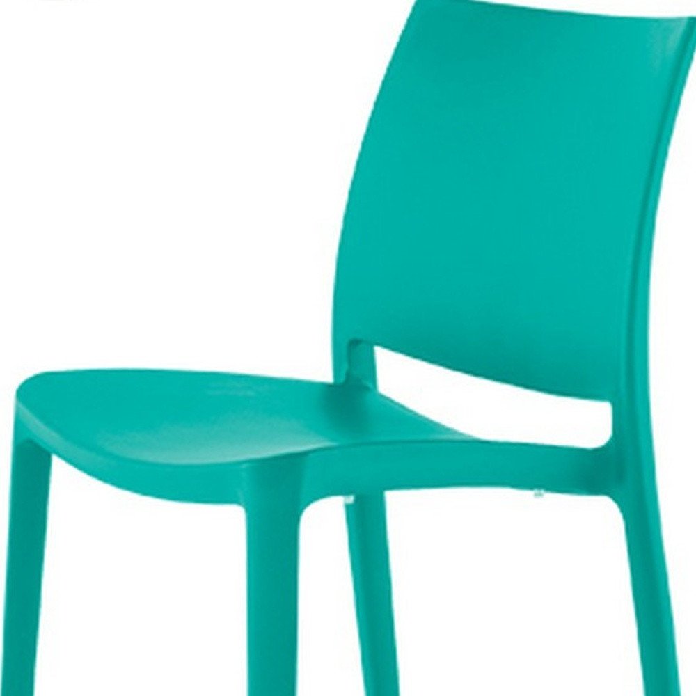 Set of Four Turquoise Heavy Duty Plastic Outdoor Stacking Dining Chairs