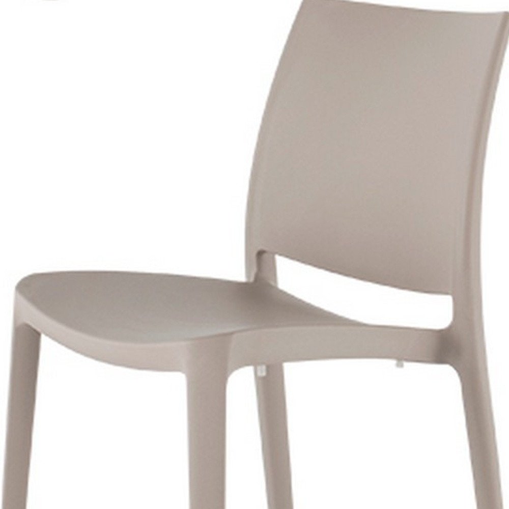 Set of Four Taupe Heavy Duty Plastic Outdoor Stacking Dining Chairs
