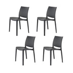 Set of Four Dark Gray Heavy Duty Plastic Outdoor Stacking Dining Chairs
