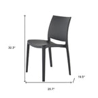 Set of Four Dark Gray Heavy Duty Plastic Outdoor Stacking Dining Chairs