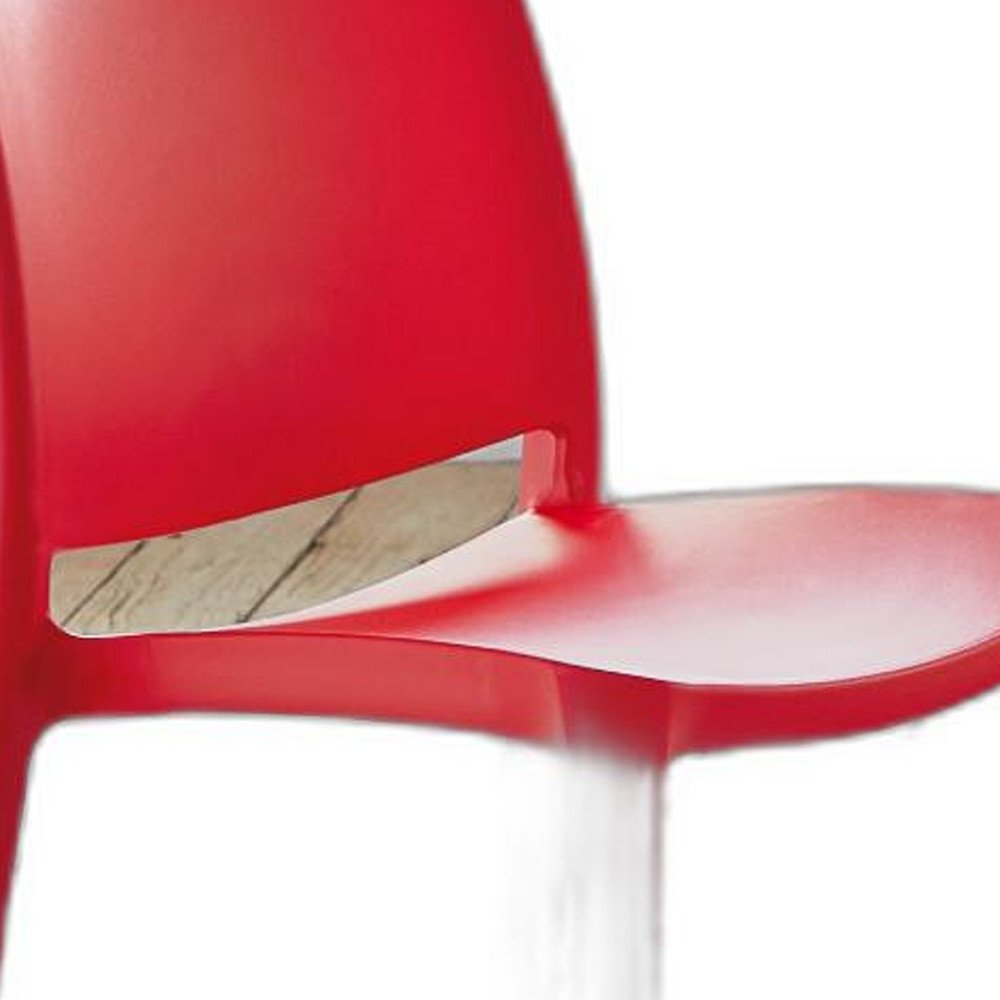 Set of Four Red Heavy Duty Plastic Outdoor Stacking Dining Chairs