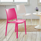 Set of Four Fuchsia Heavy Duty Plastic Outdoor Stacking Dining Chairs