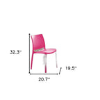 Set of Four Fuchsia Heavy Duty Plastic Outdoor Stacking Dining Chairs