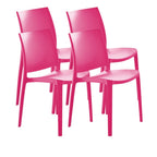 Set of Four Fuchsia Heavy Duty Plastic Outdoor Stacking Dining Chairs
