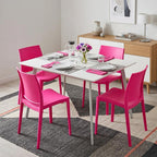 Set of Four Fuchsia Heavy Duty Plastic Outdoor Stacking Dining Chairs
