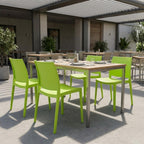 Set of Four Green Heavy Duty Plastic Outdoor Stacking Dining Chairs