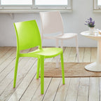Set of Four Green Heavy Duty Plastic Outdoor Stacking Dining Chairs