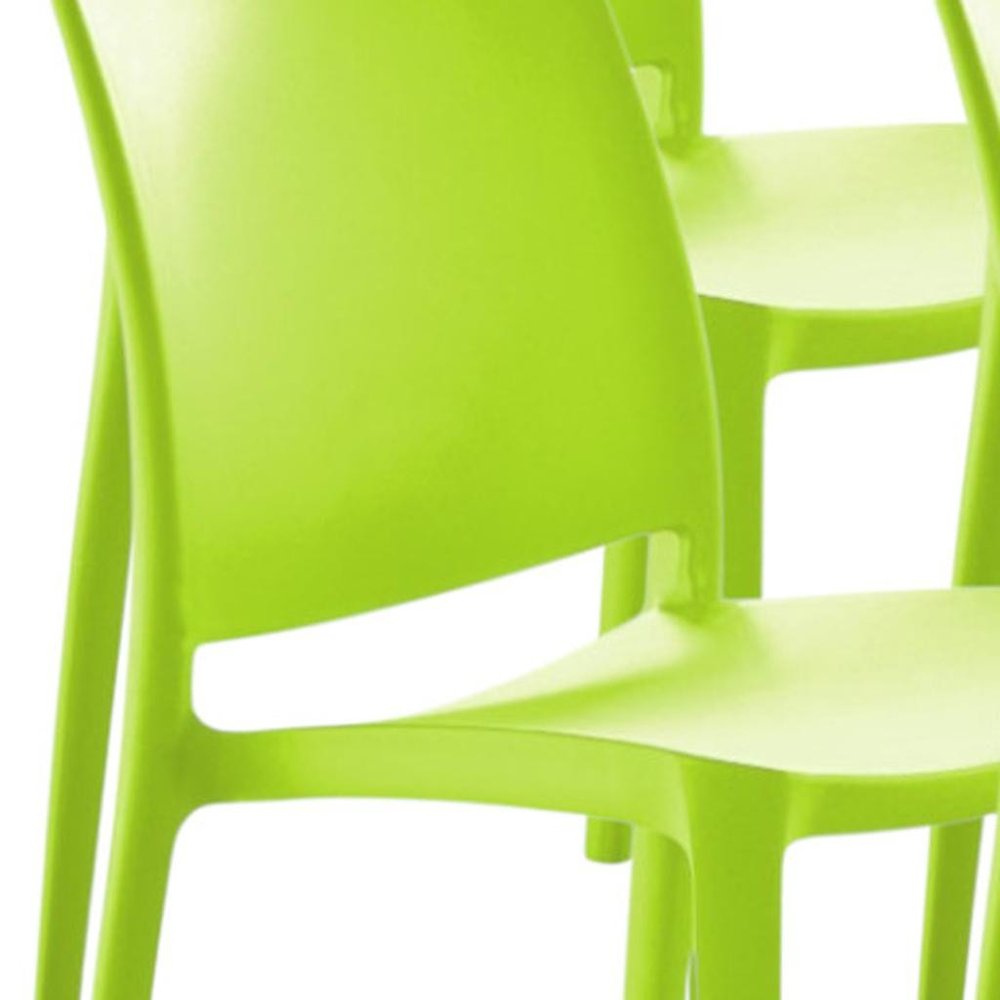 Set of Four Green Heavy Duty Plastic Outdoor Stacking Dining Chairs
