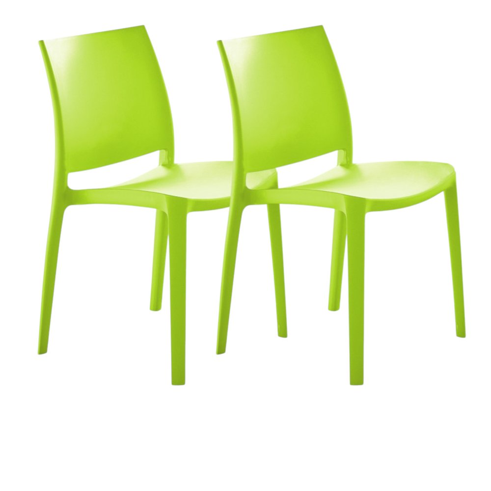 Set of Four Green Heavy Duty Plastic Outdoor Stacking Dining Chairs