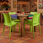 Set of Four Green Heavy Duty Plastic Outdoor Stacking Dining Chairs
