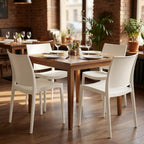 Set of Four White Heavy Duty Plastic Outdoor Stacking Dining Chairs