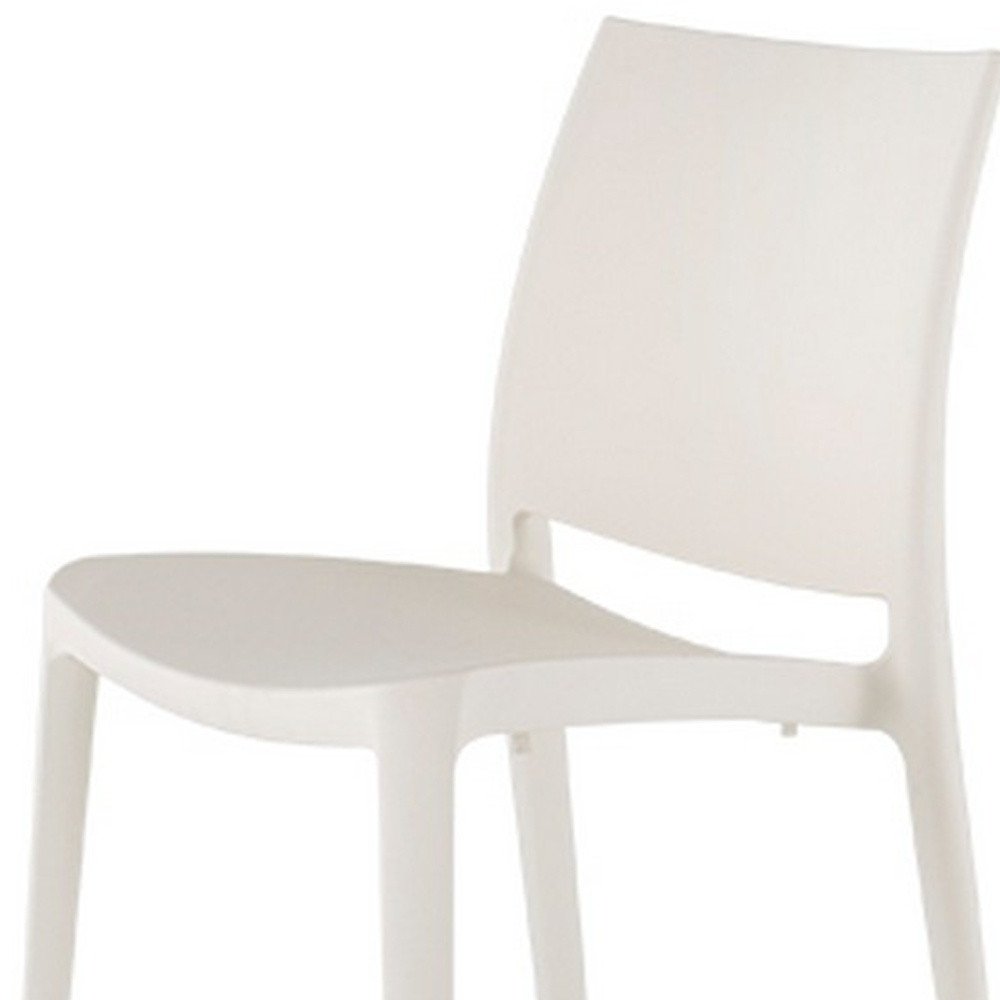 Set of Four White Heavy Duty Plastic Outdoor Stacking Dining Chairs