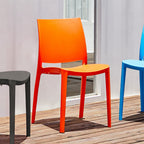 Set of Four Orange Heavy Duty Plastic Outdoor Stacking Dining Chairs