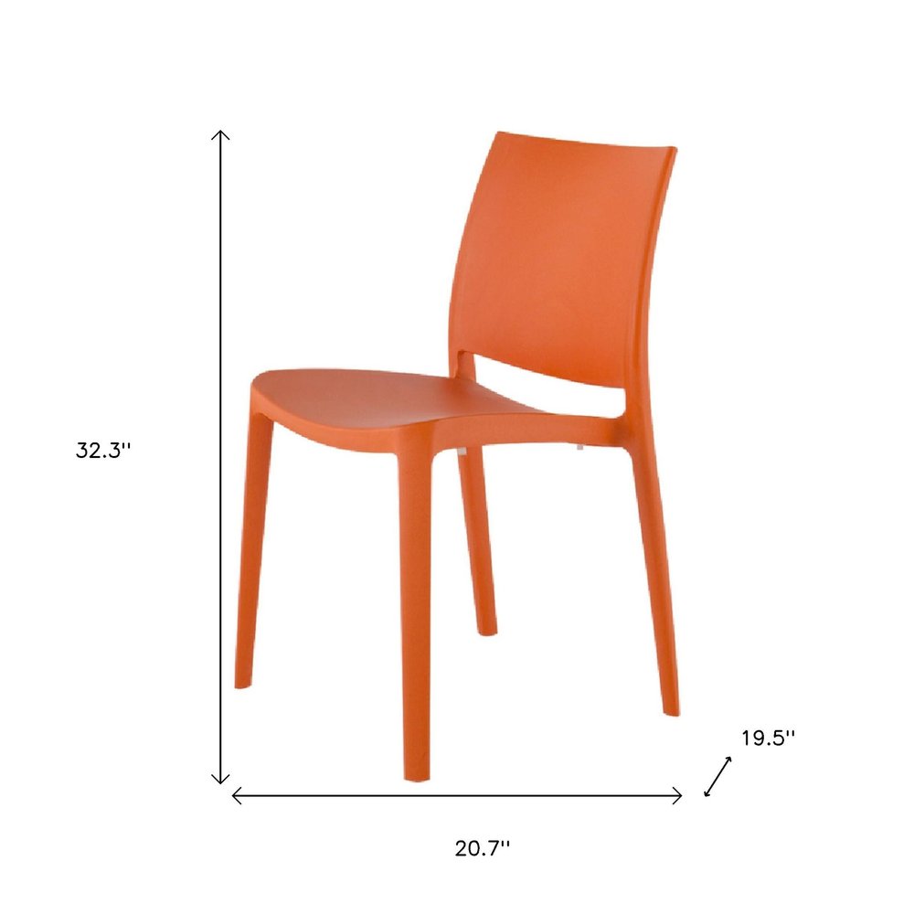 Set of Four Orange Heavy Duty Plastic Outdoor Stacking Dining Chairs