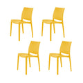 Set of Four Gold Heavy Duty Plastic Outdoor Stacking Dining Chairs