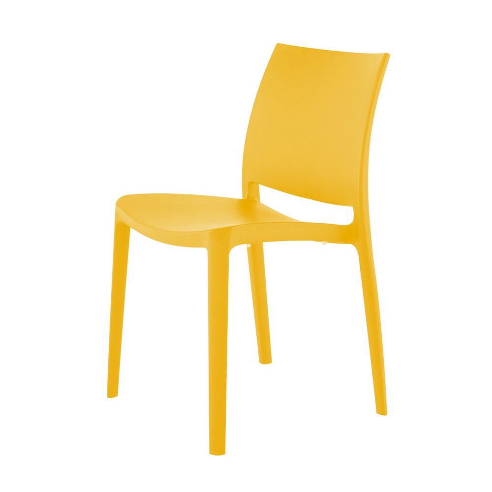 Set of Four Gold Heavy Duty Plastic Outdoor Stacking Dining Chairs