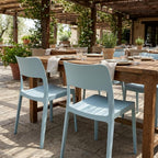 Set of Two Baby Blue Heavy Duty Plastic Outdoor Stacking Accent Chairs