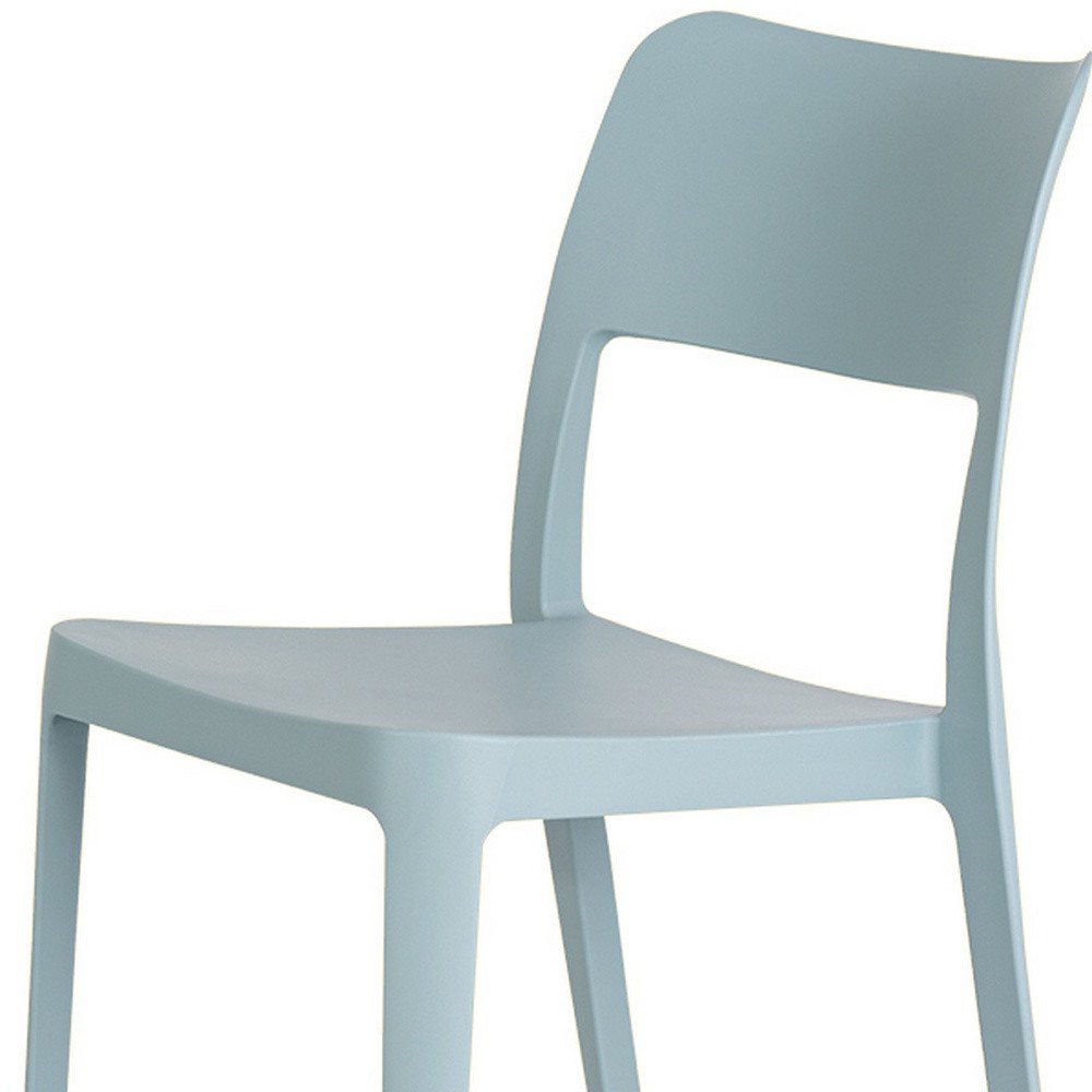 Set of Two Baby Blue Heavy Duty Plastic Outdoor Stacking Accent Chairs