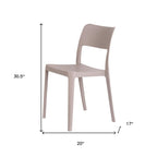 Set of Two Taupe Heavy Duty Plastic Outdoor Stacking Accent Chairs