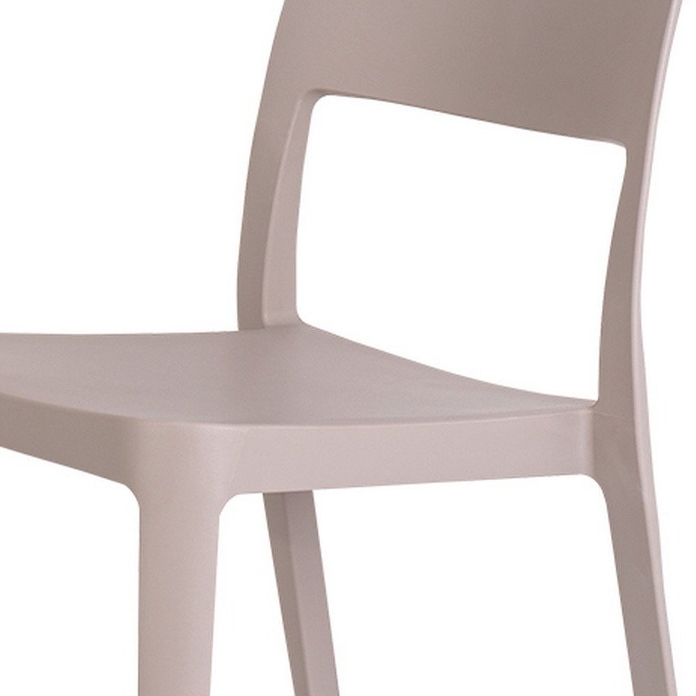 Set of Two Taupe Heavy Duty Plastic Outdoor Stacking Accent Chairs
