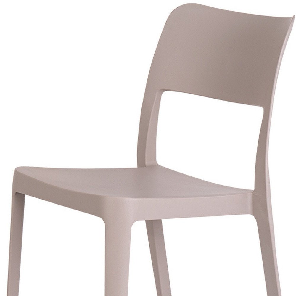 Set of Two Taupe Heavy Duty Plastic Outdoor Stacking Accent Chairs