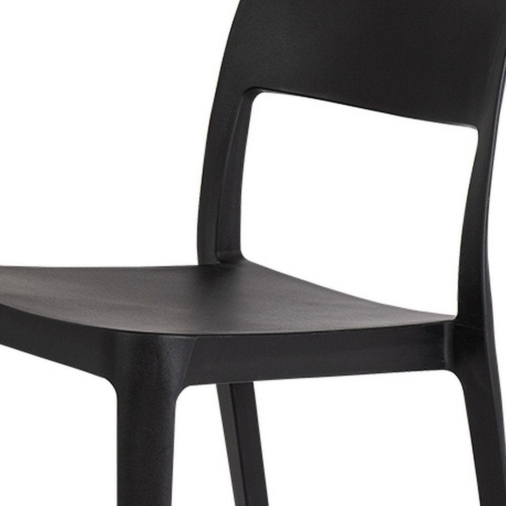 Set of Two Black Heavy Duty Plastic Outdoor Stacking Accent Chairs
