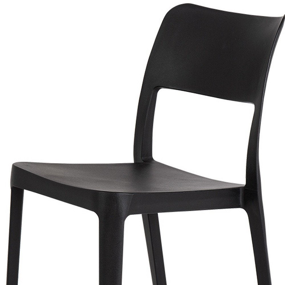 Set of Two Black Heavy Duty Plastic Outdoor Stacking Accent Chairs