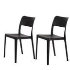 Set of Two Black Heavy Duty Plastic Outdoor Stacking Accent Chairs