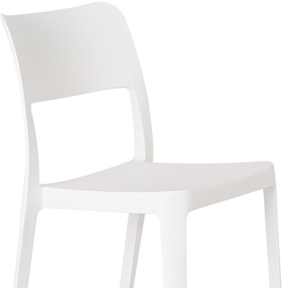 Set of Two White Heavy Duty Plastic Outdoor Stacking Accent Chairs