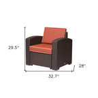 33" Red Heavy Duty Plastic Outdoor Accent Chair with Red Cushion