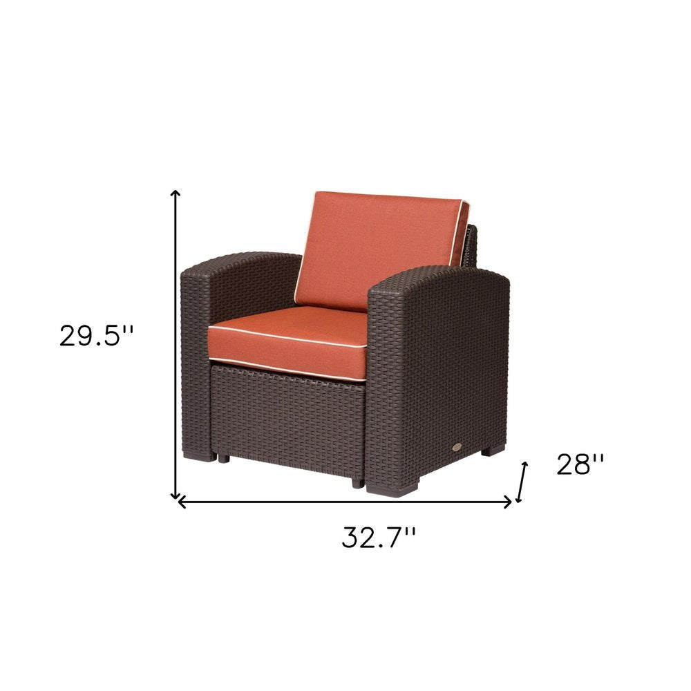 33" Red Heavy Duty Plastic Outdoor Accent Chair with Red Cushion