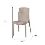 Set of Four Taupe Heavy Duty Plastic Outdoor Stacking Dining Chairs