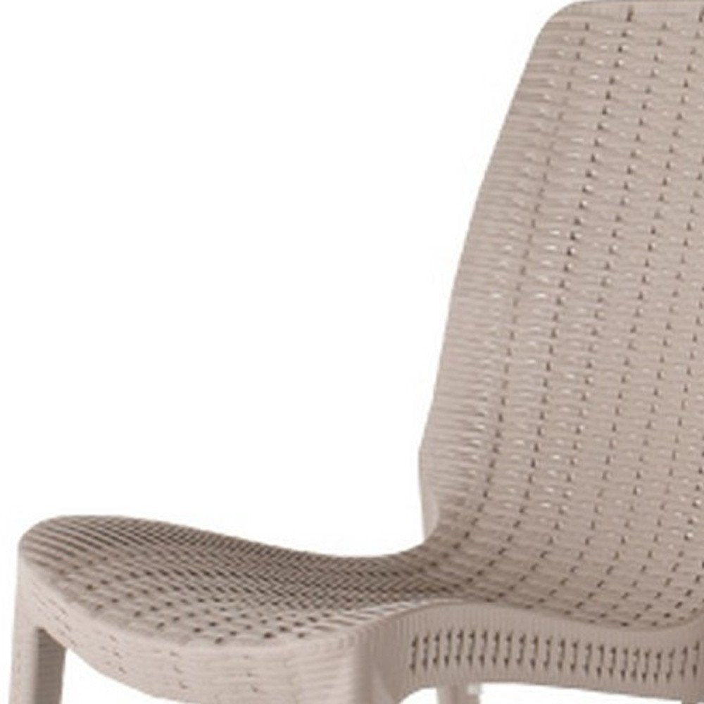 Set of Four Taupe Heavy Duty Plastic Outdoor Stacking Dining Chairs