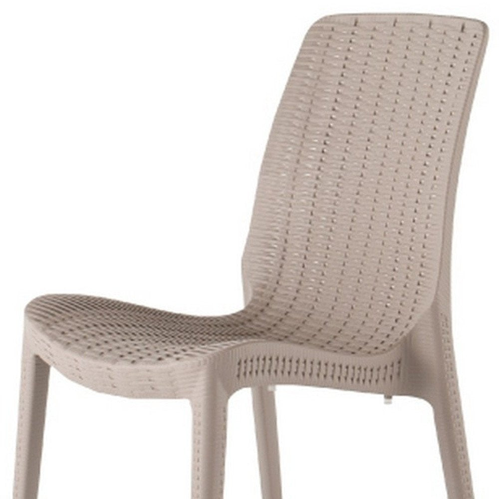 Set of Four Taupe Heavy Duty Plastic Outdoor Stacking Dining Chairs