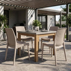 Set of Four Taupe Heavy Duty Plastic Outdoor Stacking Dining Chairs
