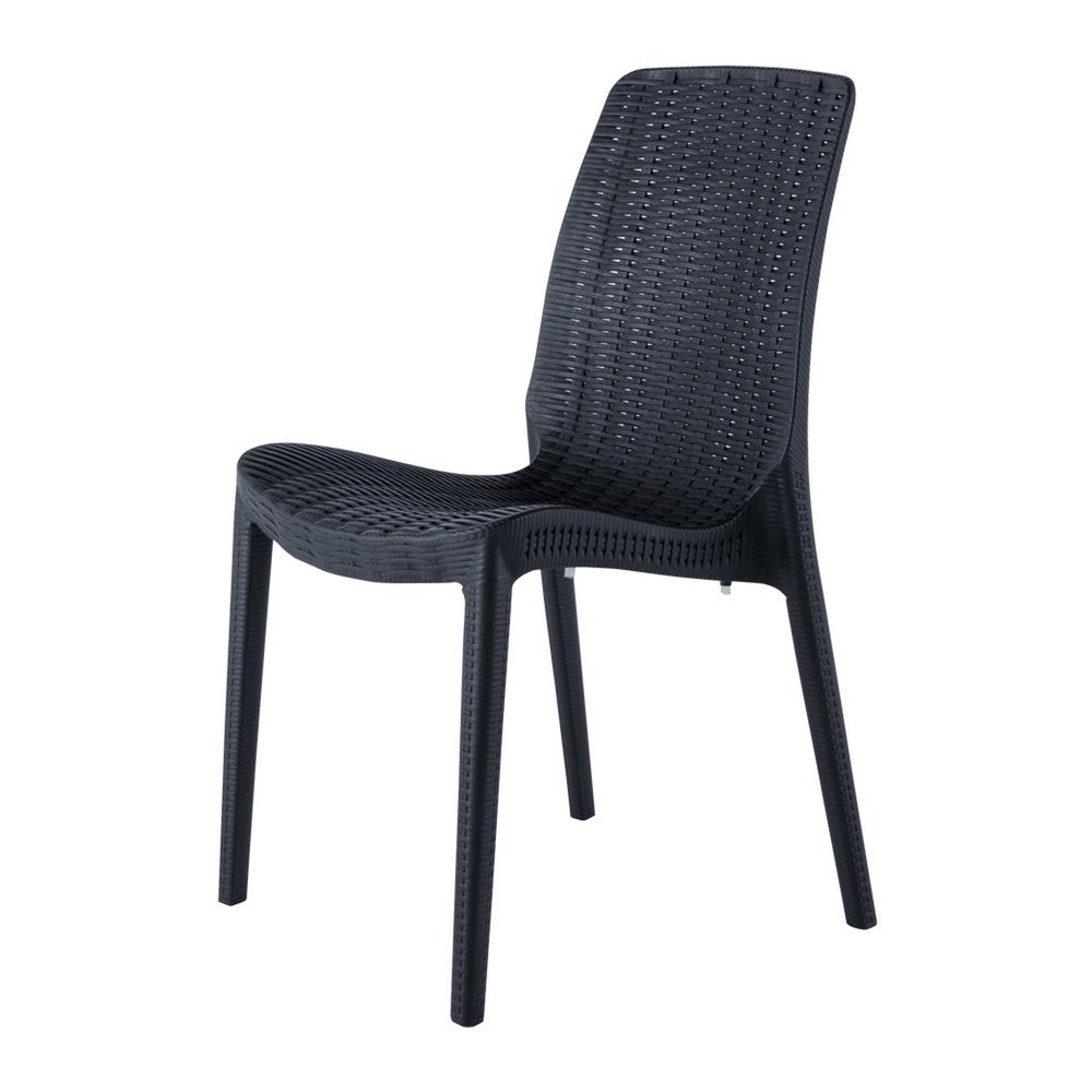 Set of Four Black Heavy Duty Plastic Outdoor Stacking Dining Chairs