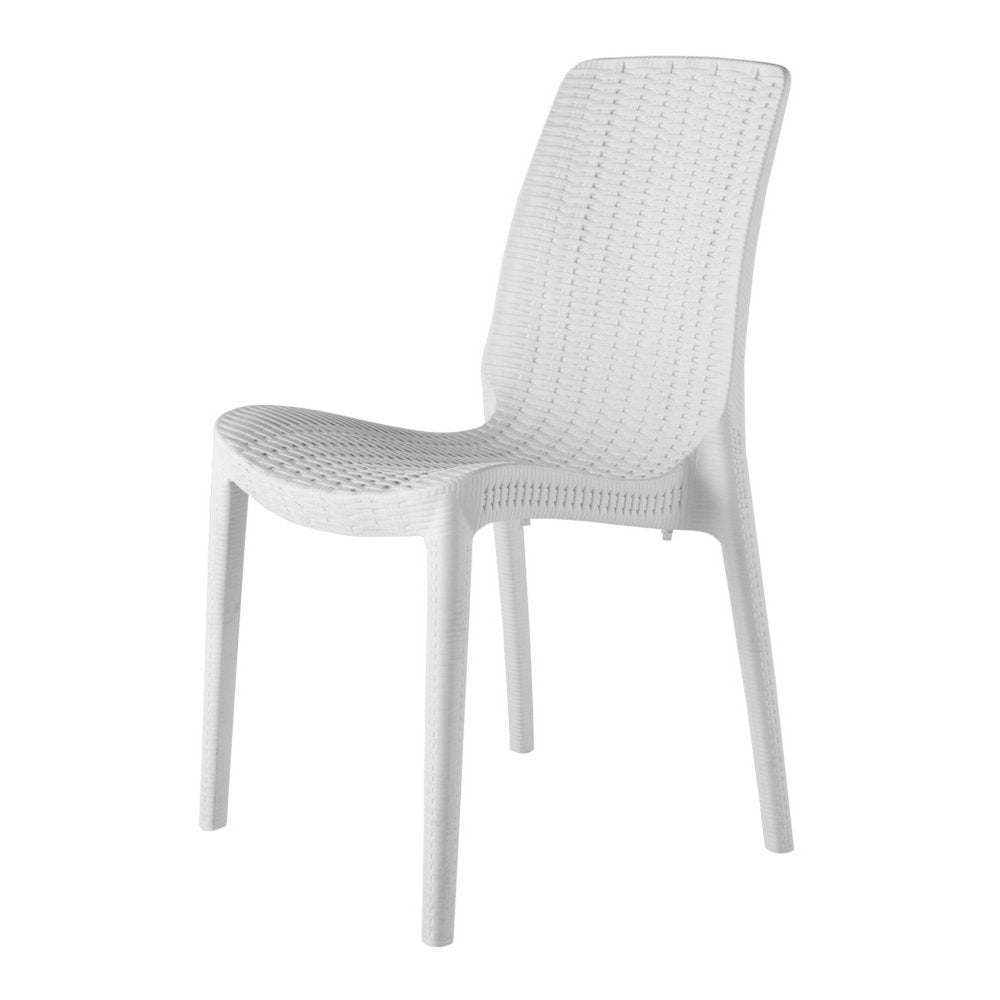 Set of Four White Heavy Duty Plastic Outdoor Stacking Dining Chairs