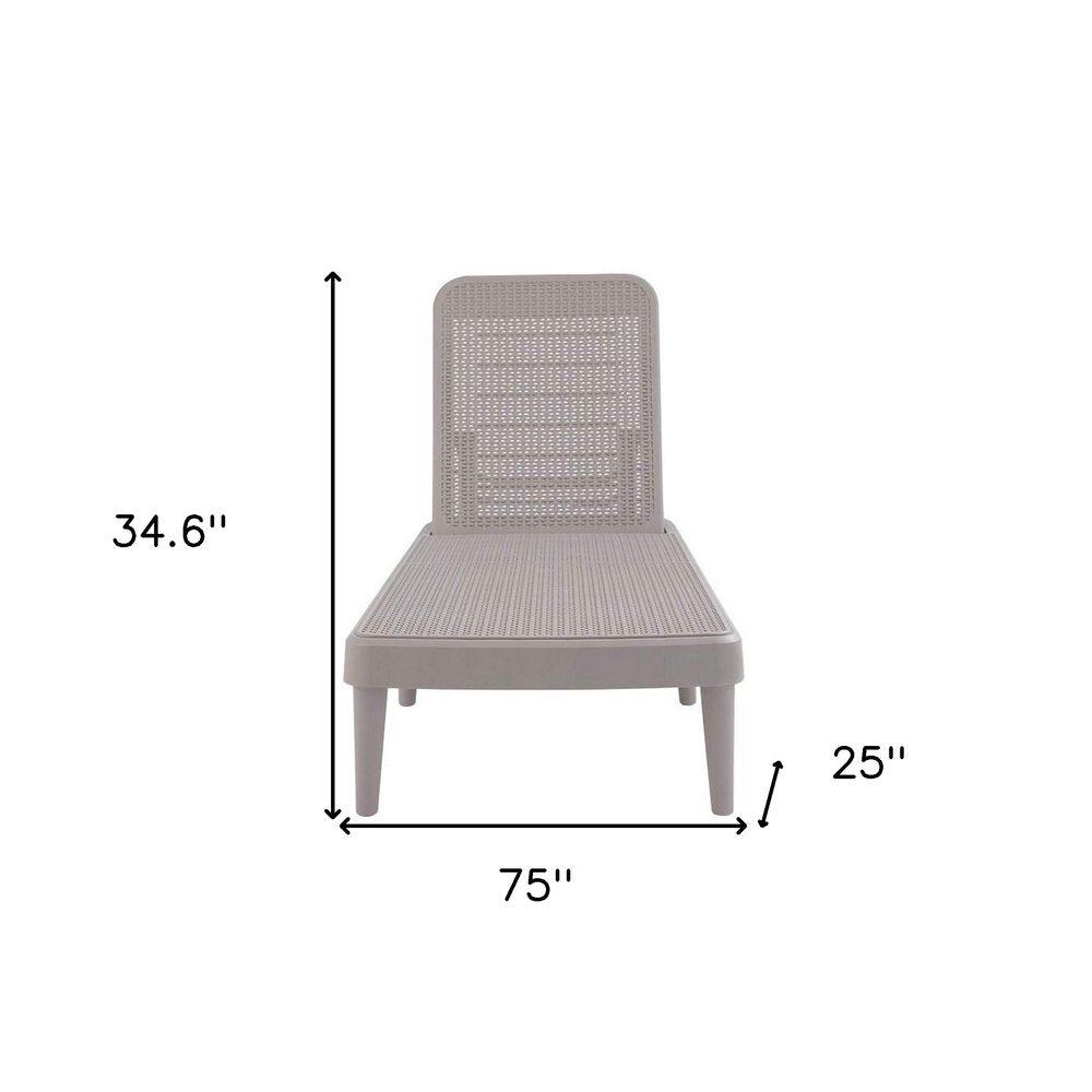 75" Taupe Heavy Duty Plastic Outdoor Stacking Chaise Lounge