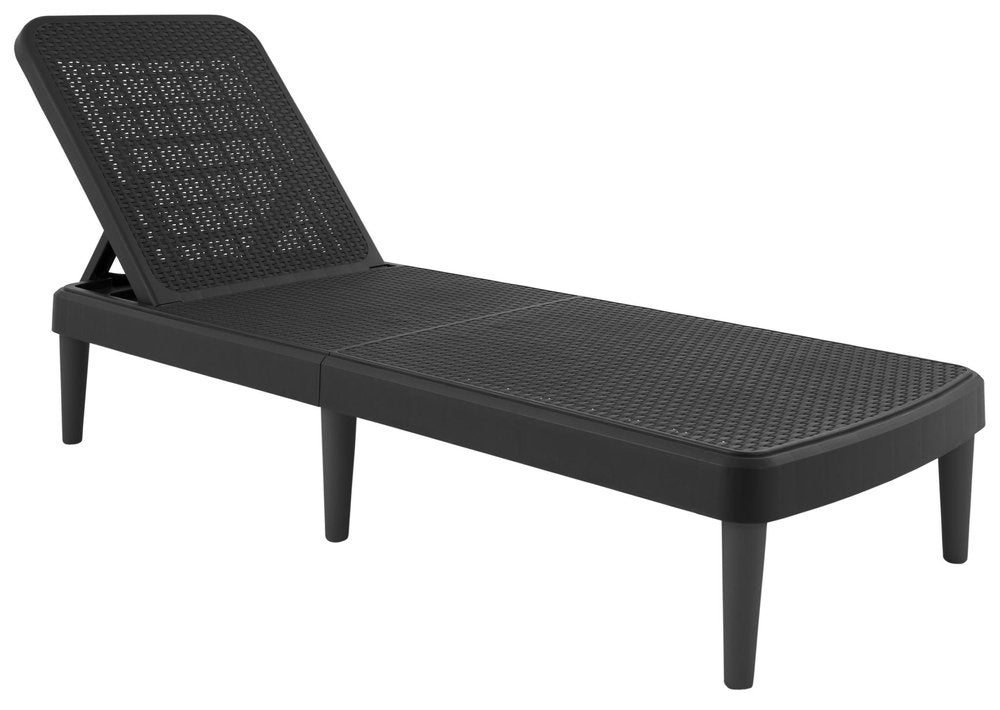 75" Black Heavy Duty Plastic Outdoor Stacking Chaise Lounge