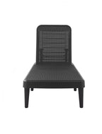 75" Black Heavy Duty Plastic Outdoor Stacking Chaise Lounge
